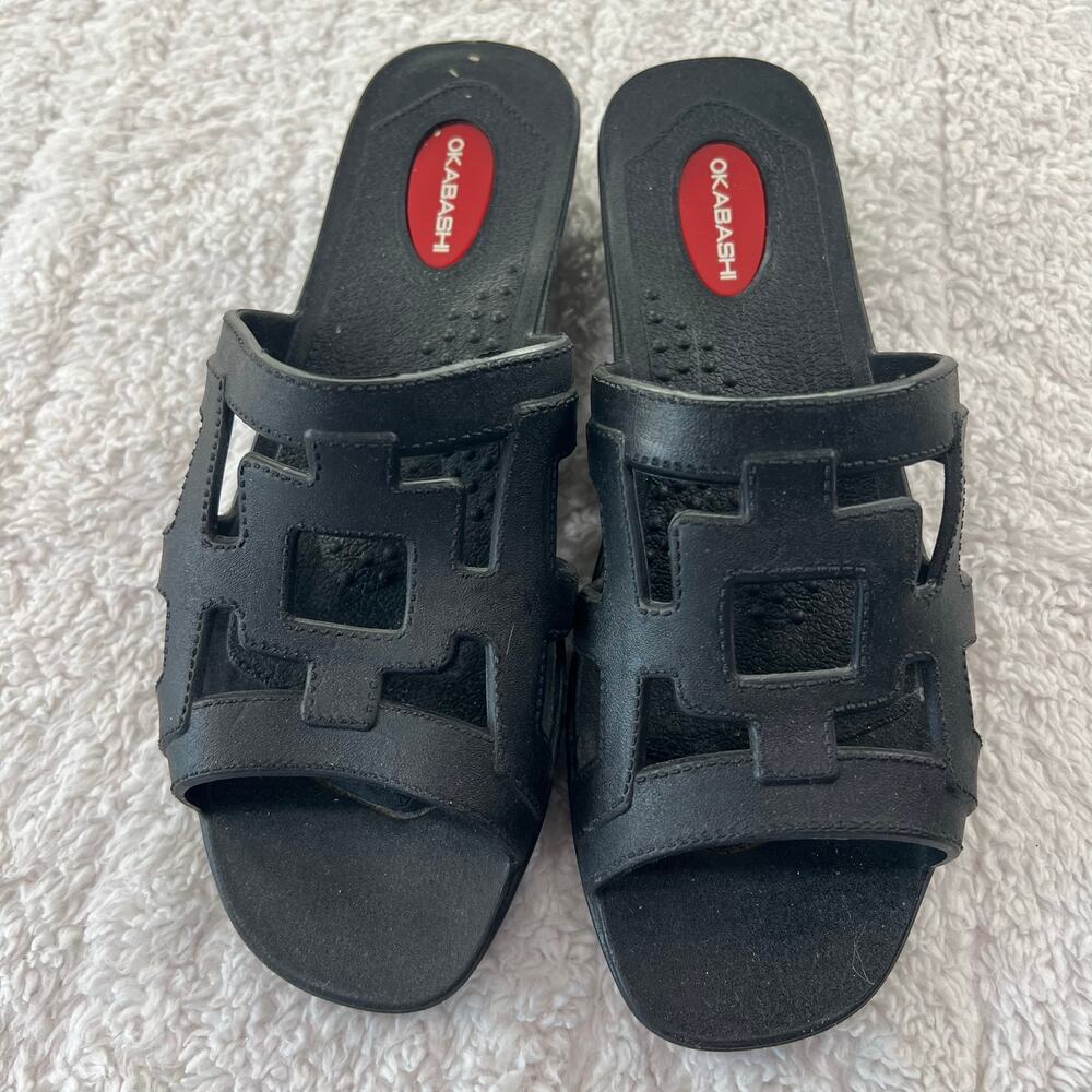 Okabashi Women’s black Flexible Slip-on Splash Sandals flip flops Sz Small 5-6